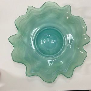 Pier 1 Teal Glass Decorative Plate